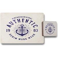 Benjamin Tate Design vintage anchor logo placemat coaster set in Natural