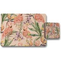 Benjamin Tate Design tropical flamingo placemat coaster set in Natural