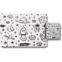 Benjamin Tate Design doodle space placemat coaster set in Natural