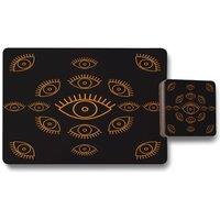 Benjamin Tate Design eye icon placemat coaster set in Natural