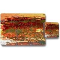 Benjamin Tate Design red branches placemat coaster set in Natural