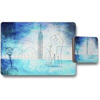 Benjamin Tate Design love at first sight placemat coaster set in Natural