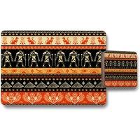 Benjamin Tate Design egyptian heiroglyphs in orange black placemat coaster set in Natural