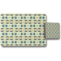 Benjamin Tate Design psychedelic geometric pattern placemat coaster set in Natural