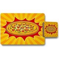 Benjamin Tate Design round pizza pop art retro placemat coaster set in Natural