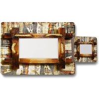 Benjamin Tate Design rustic egyptian wooden frame placemat coaster set in Natural