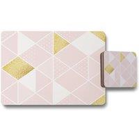 Benjamin Tate Design pink gold geometric placemat coaster set in Natural