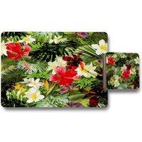 Benjamin Tate Design tropical foliage placemat coaster set in Natural