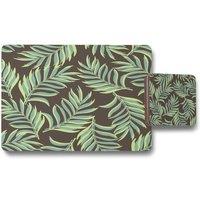 Benjamin Tate Design green palm leaves placemat coaster set in Natural
