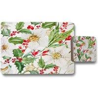 Benjamin Tate Design watercolour christmas pattern placemat coaster set in Natural