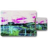 Benjamin Tate Design fluorescent countryside placemat coaster set in Natural
