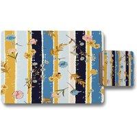 Benjamin Tate Design beautiful meadow flowers on candy colorful brush stripe placemat coaster set in Natural
