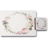 Benjamin Tate Design watercolour flowers placemat coaster set in Natural