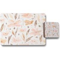 Benjamin Tate Design pink watercolour placemat coaster set in Natural