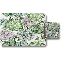 Benjamin Tate Design watercolour botanical leaves placemat coaster set in Natural