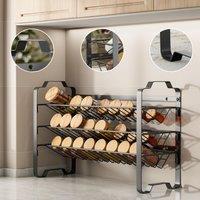 Xample 2 Tier Spice Herb Jar Rack Free Standing Kitchen Storage Organiser Shelf Holder in Black