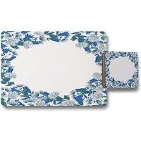 Benjamin Tate Design winter blue flowers placemat coaster set in Natural