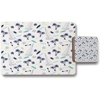 Benjamin Tate Design waves rider placemat coaster set in Natural