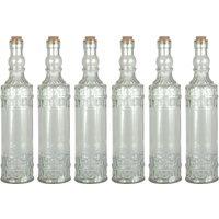 simpa 6PC Vintage Round Glass Bottles with Cork Stopper 700ml in Clear