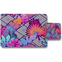 Benjamin Tate Design tropical geometric placemat coaster set in Natural