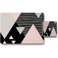 Benjamin Tate Design triangle geometrics placemat coaster set in Natural