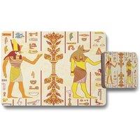 Benjamin Tate Design egyptian gods ancient egyptian hieroglyphs placemat coaster set in Natural