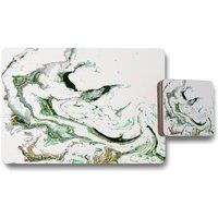 Benjamin Tate Design green marble placemat coaster set in Natural