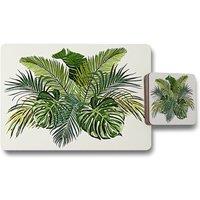 Benjamin Tate Design green tropical foliage placemat coaster set in Natural