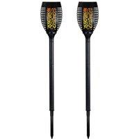 simpa Solar Dancing Flame Post Lights - Set of 2 in Black