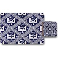 Benjamin Tate Design egyptian hieroglyphs in navy placemat coaster set in Natural