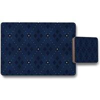 Benjamin Tate Design diagonal dot stripes placemat coaster set in Natural