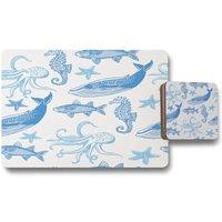 Benjamin Tate Design sealife placemat coaster set in Natural