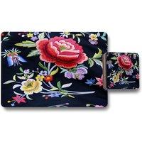 Benjamin Tate Design vibrant flowers placemat coaster set in Natural