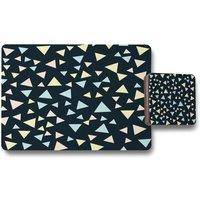Benjamin Tate Design yellow blue triangles placemat coaster set in Natural