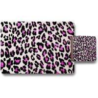 Benjamin Tate Design pink fluffy leopard placemat coaster set in Natural