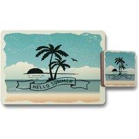Benjamin Tate Design hello summer placemat coaster set in Natural