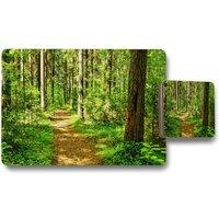 Benjamin Tate Design forest trail scene woodland path placemat coaster set in Natural