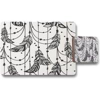 Benjamin Tate Design hand drawn bohemian chic style placemat coaster set in Natural