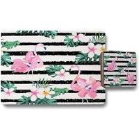 Benjamin Tate Design floral flamingos placemat coaster set in Natural