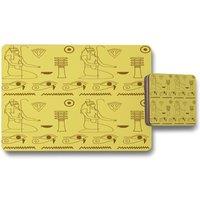 Benjamin Tate Design pattern of egyptian hieroglyphics placemat coaster set in Natural