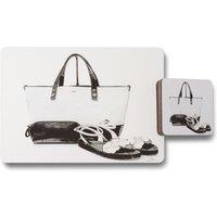 Benjamin Tate Design dressed to impress placemat coaster set in Natural