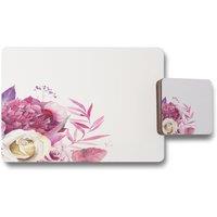 Benjamin Tate Design pink floral placemat coaster set in Natural