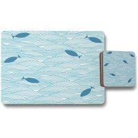 Benjamin Tate Design waves fish placemat coaster set in Natural