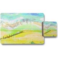 Benjamin Tate Design yellow beach placemat coaster set in Natural