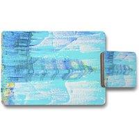 Benjamin Tate Design crazy blue ben placemat coaster set in Natural