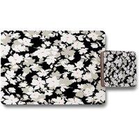 Benjamin Tate Design grey white black flowers placemat coaster set in Natural