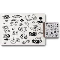 Benjamin Tate Design game doodles placemat coaster set in Natural