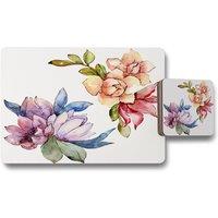 Benjamin Tate Design rainbow flowers placemat coaster set in Natural