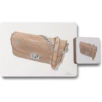 Benjamin Tate Design hand bag placemat coaster set in Natural