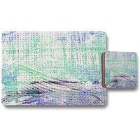 Benjamin Tate Design washed up blue placemat coaster set in Natural